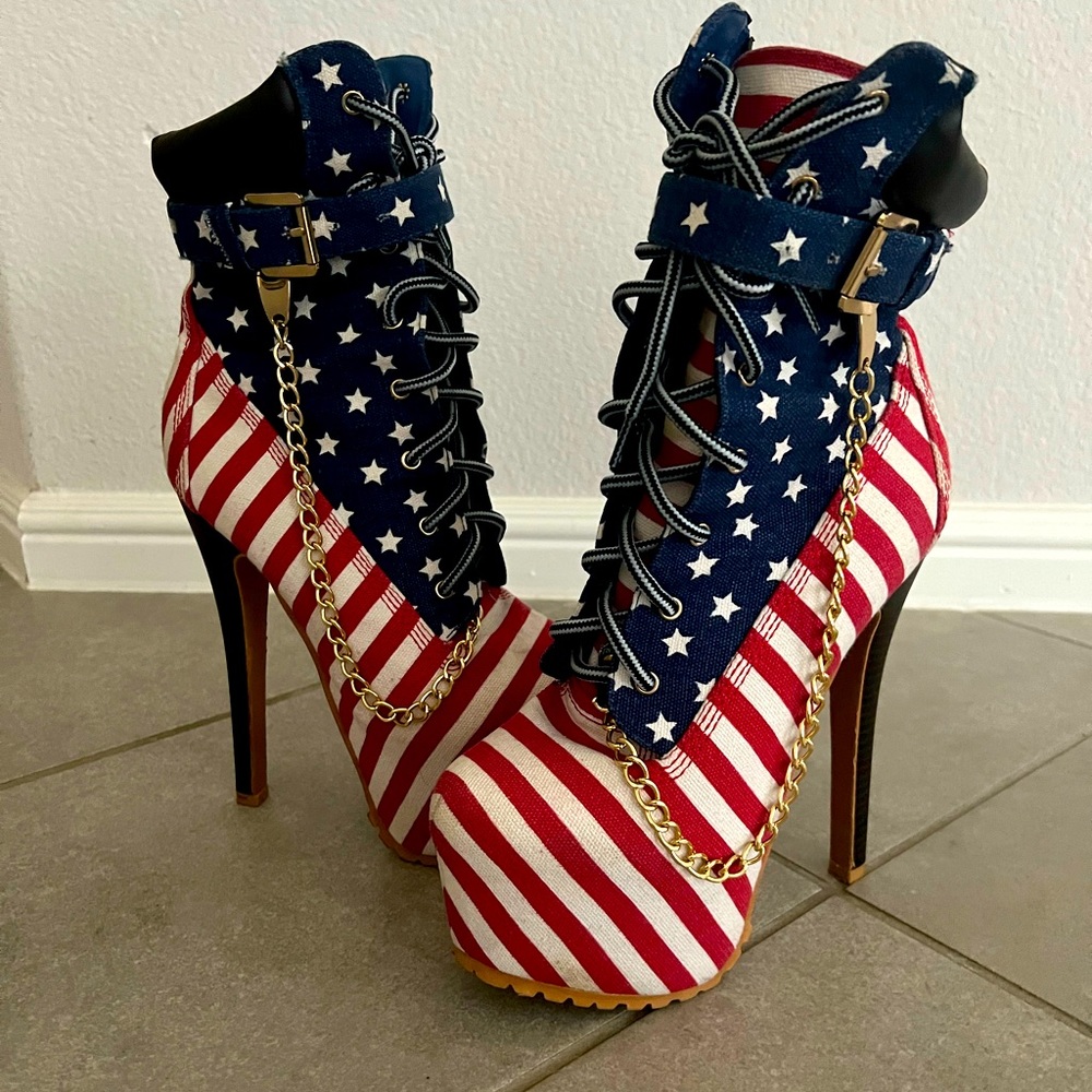 American Flag Platform Heels Yandy